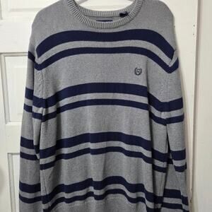 Chaps grey and navy blue Sweater mens size XL